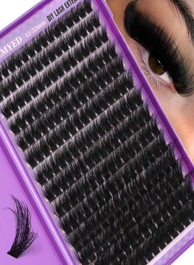 FOINEMYED Thick Lash Clusters 180D Mega Volume Lash Extension 12-22mm Long Cluster Eyelashes Volume Individual Lashes D-Curly Faux Mink Eyelash Extension DIY Lash Extension for Beginners by FOINEMYED - Image 1